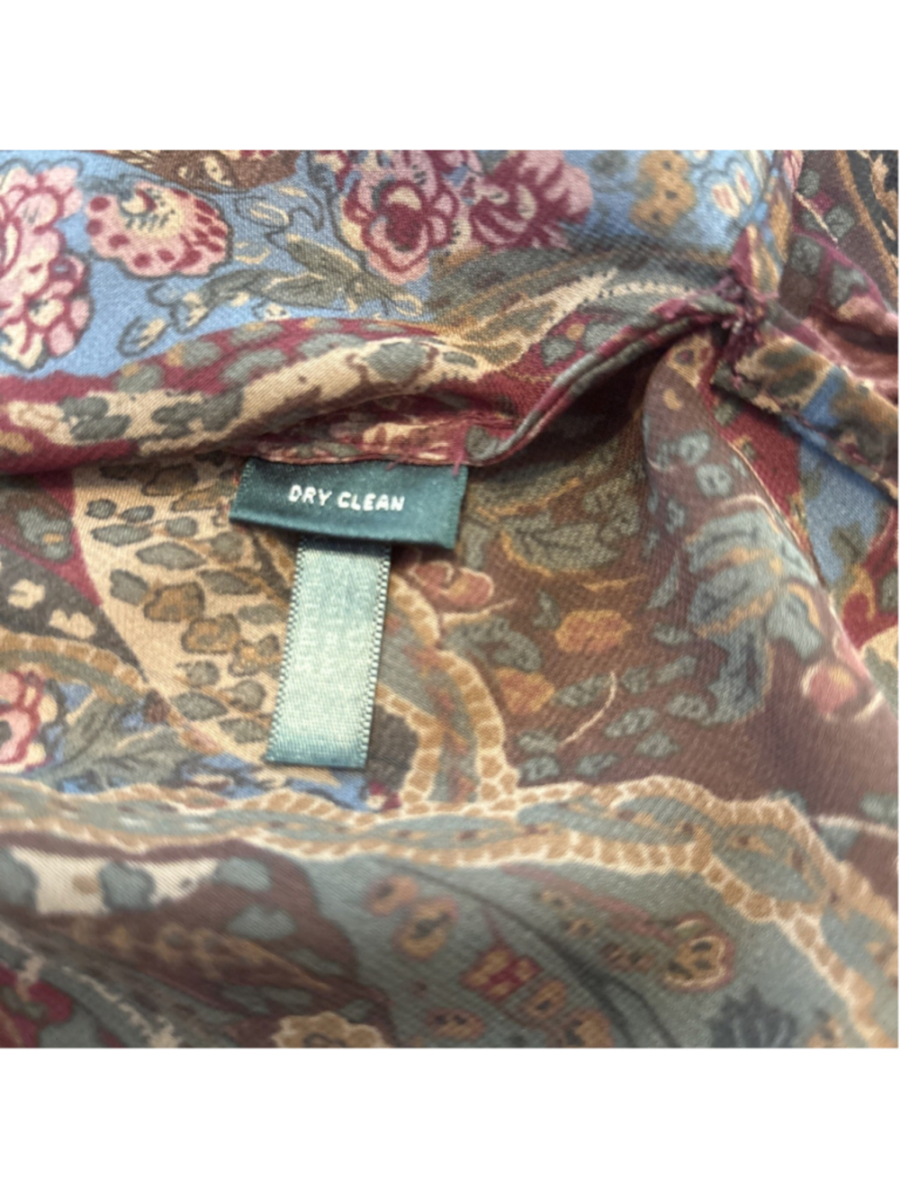 Lauren Ralph Lauren Shirt Women's M Burgundy Boat Neck Paisley Sheer Classic VTG - Picture 3 of 8